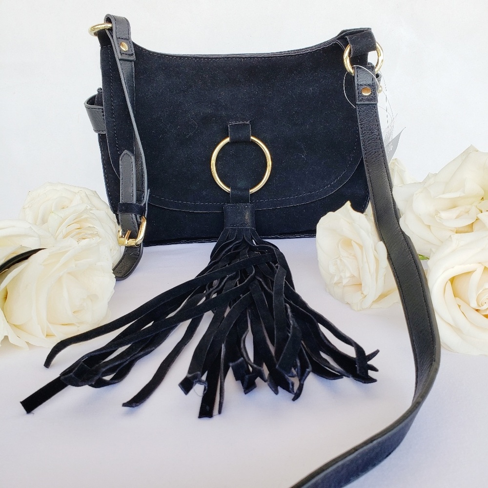 INC Faux Suede Saddle Crossbody